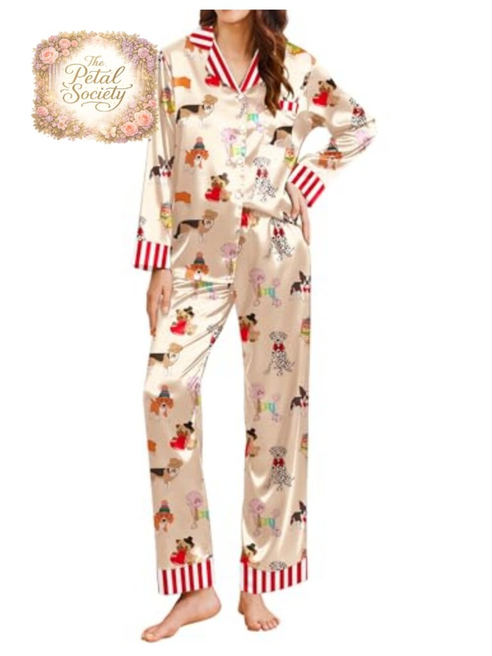 Ekouaer Silk Satin Pajama Set Long Sleeve Button Down Pjs
